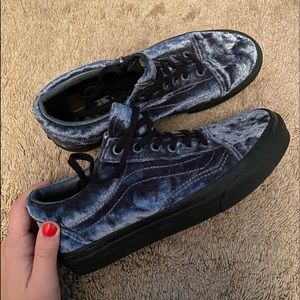 Velvet blue low top vans